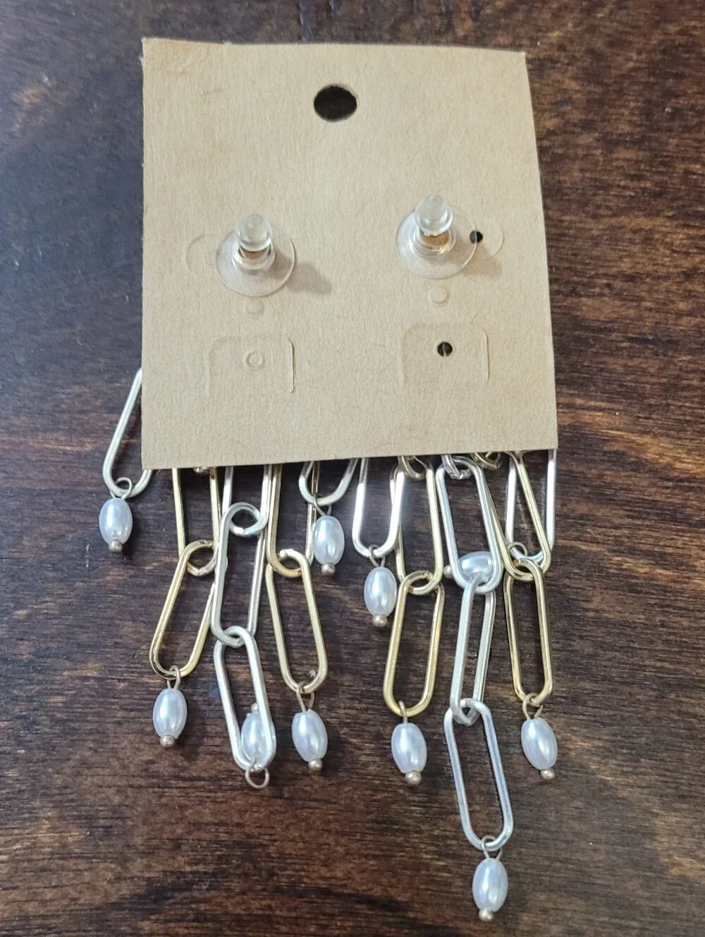 (12) PLUNDER Gold/Silver-Toned Faux Pearl Dangle Earrings